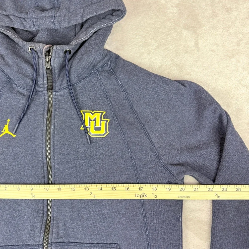 Jordan Marquette Golden Eagles Hoodie Mens L Navy Blue Full Zip Jumpman NCAA Y2K